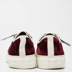 Dior Burgundy/White Velvet and Rubber Walk'n'Dior Sneakers Size 38.5