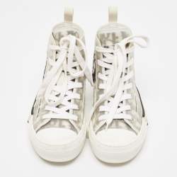 Dior Black/White Oblique Mesh and Rubber B23 High Top Sneakers Size 36.5