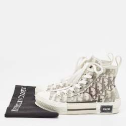 Dior Black/White Oblique Mesh and Rubber B23 High Top Sneakers Size 36.5