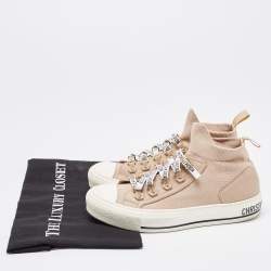 Dior Pink Knit Fabric Walk'n'Dior High Top Sneakers Size 37