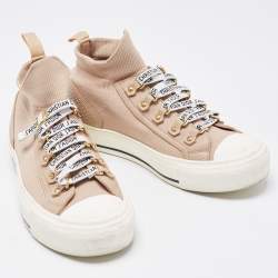 Dior Pink Knit Fabric Walk'n'Dior High Top Sneakers Size 37