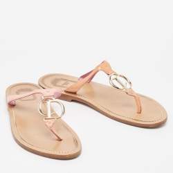 Dior Pink Patent Leather CD Thong Flats Size 39