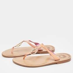 Dior Pink Patent Leather CD Thong Flats Size 39