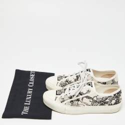 Pre Owned Dior White/Black Canvas Walk'n'Dior Sneakers Size 37.5