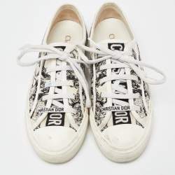 Pre Owned Dior White/Black Canvas Walk'n'Dior Sneakers Size 37.5