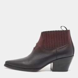 Pre Owned Dior Black/Burgundy Leather Dior L.A Ankle Boots Size 38