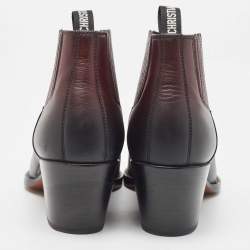 Pre Owned Dior Black/Burgundy Leather Dior L.A Ankle Boots Size 38