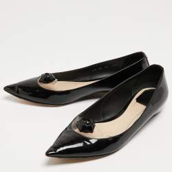 Pre Owned Dior Black Patent Leather and PVC Pointed Toe Ballet Flats Size 40.5