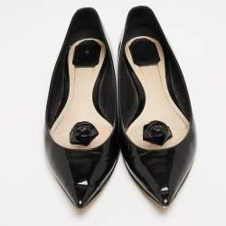 Pre Owned Dior Black Patent Leather and PVC Pointed Toe Ballet Flats Size 40.5