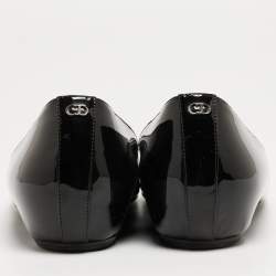 Pre Owned Dior Black Patent Leather and PVC Pointed Toe Ballet Flats Size 40.5