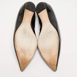 Pre Owned Dior Black Patent Leather and PVC Pointed Toe Ballet Flats Size 40.5