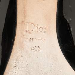 Pre Owned Dior Black Patent Leather and PVC Pointed Toe Ballet Flats Size 40.5