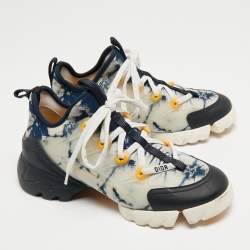 Dior Two Tone Fabric and Leather D-Connect Sneakers Size 36.5