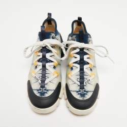 Dior Two Tone Fabric and Leather D-Connect Sneakers Size 36.5