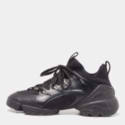 Dior Black Neoprene and Leather D-Connect Sneakers Size 37