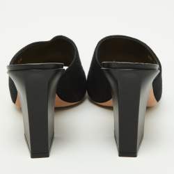 Dior Black Canvas and Leather Dway Block Heel Slide Sandals Size 38