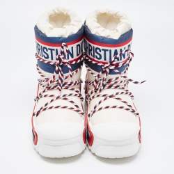 Pre Owned Dior Multicolor Nylon and Leather DiorAlps Ankle Boots Size 39-40