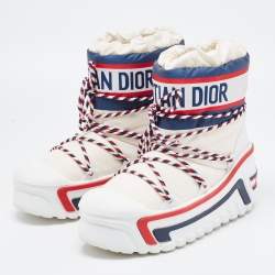 Pre Owned Dior Multicolor Nylon and Leather DiorAlps Ankle Boots Size 39-40