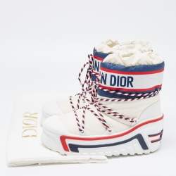 Pre Owned Dior Multicolor Nylon and Leather DiorAlps Ankle Boots Size 39-40