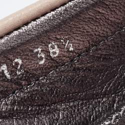 Dior Metallic Grey/Pink Python Embossed Leather CD Slip Loafers 38.5