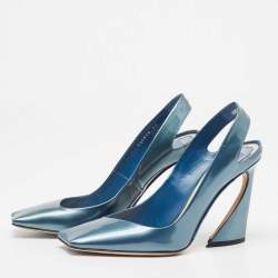 Dior Blue Patent Slingback Pumps Size 39