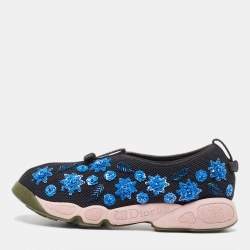 Dior Blue Mesh Crystal Embellished Fusion Sneakers Size 38.5