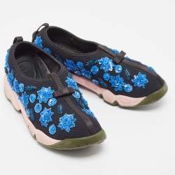 Dior Blue Mesh Crystal Embellished Fusion Sneakers Size 38.5
