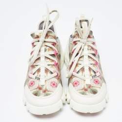 Pre Owned Dior Multicolor Printed Neoprene and Leather D-Connect Kaleidoscopic Sneakers Size 38
