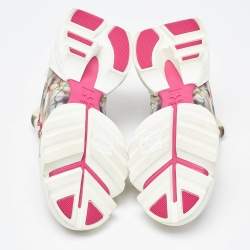Pre Owned Dior Multicolor Printed Neoprene and Leather D-Connect Kaleidoscopic Sneakers Size 38