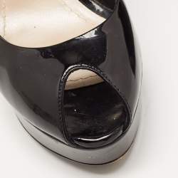 Pre Owned Dior Black Patent Leather Peep Toe Platform Pumps Size 38
