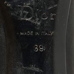 Pre Owned Dior Black Leather Logo Mid Calf Boots Size 39