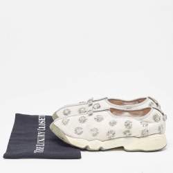 Pre Owned Dior Off White Crystal Embellished Mesh Fusion Sneakers Size 37