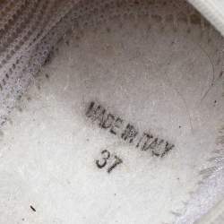 Pre Owned Dior Off White Crystal Embellished Mesh Fusion Sneakers Size 37