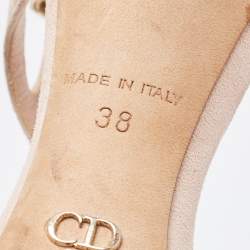 Dior Light Pink/Gold Suede and Leather D'orsay Sandals Size 38