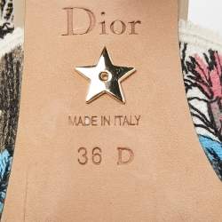 Christian Dior Multicolor Floral Embroidered Canvas J'adior Slingback Pumps Size 36