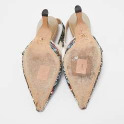 Christian Dior Multicolor Floral Embroidered Canvas J'adior Slingback Pumps Size 36