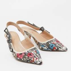 Christian Dior Multicolor Floral Embroidered Canvas J'adior Slingback Pumps Size 36