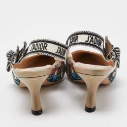 Christian Dior Multicolor Floral Embroidered Canvas J'adior Slingback Pumps Size 36