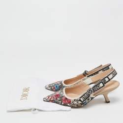 Christian Dior Multicolor Floral Embroidered Canvas J'adior Slingback Pumps Size 36