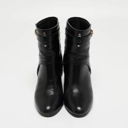 Pre Owned Dior Black Leather Ankle Wedge Boots Size 40