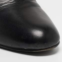 Pre Owned Dior Black Leather Ankle Wedge Boots Size 40