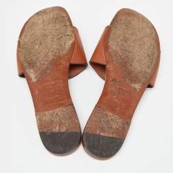 Dior Tan Leather D-Club Flat Slides Size 37