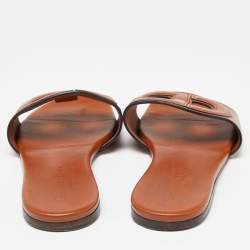 Dior Tan Leather D-Club Flat Slides Size 37