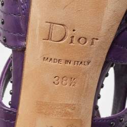 Dior Purple Leather Studded Platform Ankle Strap Sandals Size 38.5