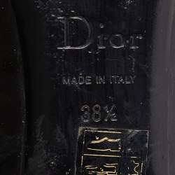 Pre Owned Dior Black Patent Leather Logo Ballet Flats Size 38.5