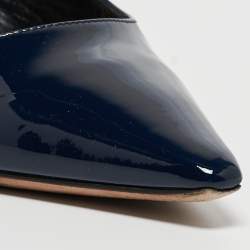 Dior Navy Blue Patent Leather J'adior Slingback Pumps Size 37.5