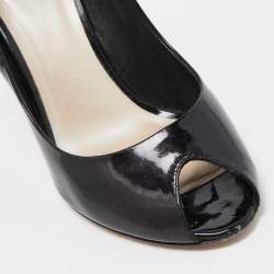 Dior Black Patent Miss Dior Peep Toe Pumps Size 38