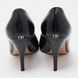 Dior Black Patent Miss Dior Peep Toe Pumps Size 38