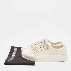 Pre Owned Dior Off White Canvas Walk'n'Dior Sneakers Size 35