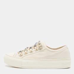 Pre Owned Dior Off White Canvas Walk'n'Dior Sneakers Size 35